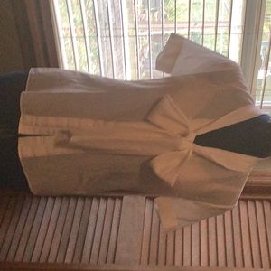 Gorgeous sheer cotton/silk blouse featuring tucks and bow detail